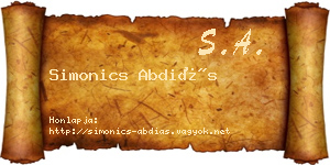Simonics Abdiás névjegykártya